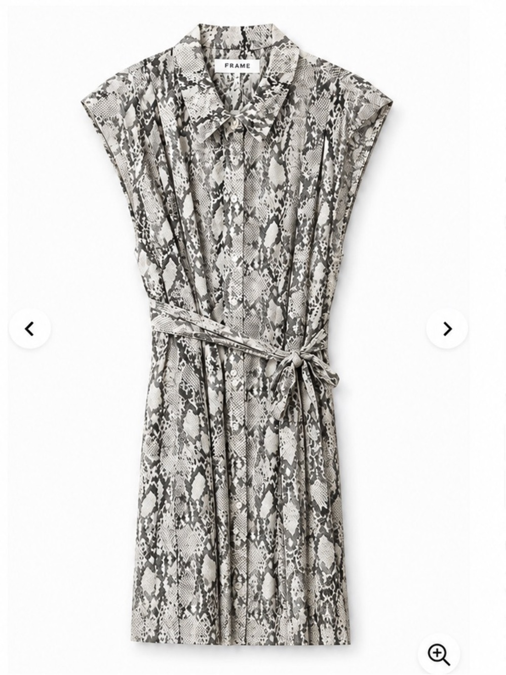 Frame Denim Snake-Print Mini Dress in Black and Cream